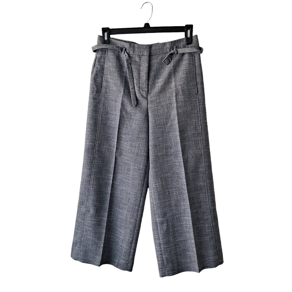 Ann Taylor Womens Gray Belted Marina High Rise Wide Leg Ankle Pants- Size 8 NWT